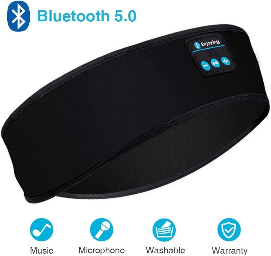 Sleep Headphones, Bluetooth Sleep Headphones,Headband Headphones with Built -in Speakers, Sports Headband with Bluetooth Headphones for Sleeping, Running, Yoga (Black)