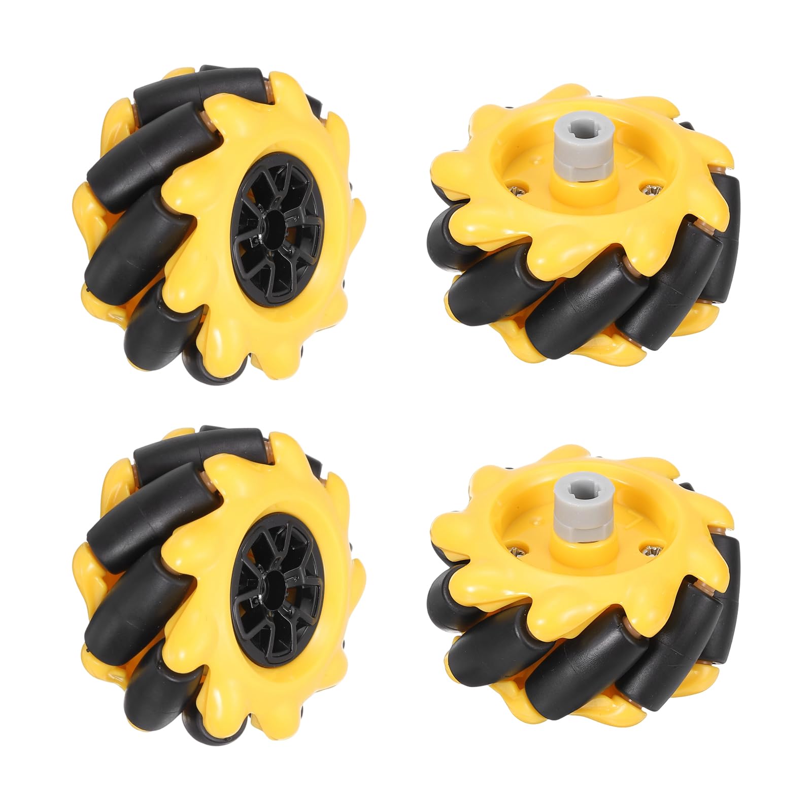 sourcing map 2Pack Mecanum Wheels Set, 48mm / 1.89 ABS Rubber Left and Right Omnidirectional Wheels for Robot Car Parts DIY Models Accessories, Yellow — image 1