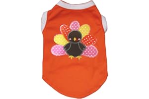 Petitebella Rainbow Turkey Puppy Dog Shirt (Orange/White, Small)