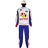 Qosivfey Mens Ricky Bobby Costume Talladega Nights Cosplay Racing Full Outfits Set