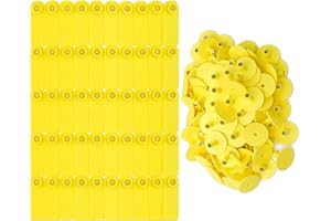 MINYULUA Blank Ear Tags 100 Pieces Blank Livestock Ear Tags Livestock Identification Animal Ear Tag for Animal Goat Sheep Cattle Cows Pigs Cattle Hog (Yellow)