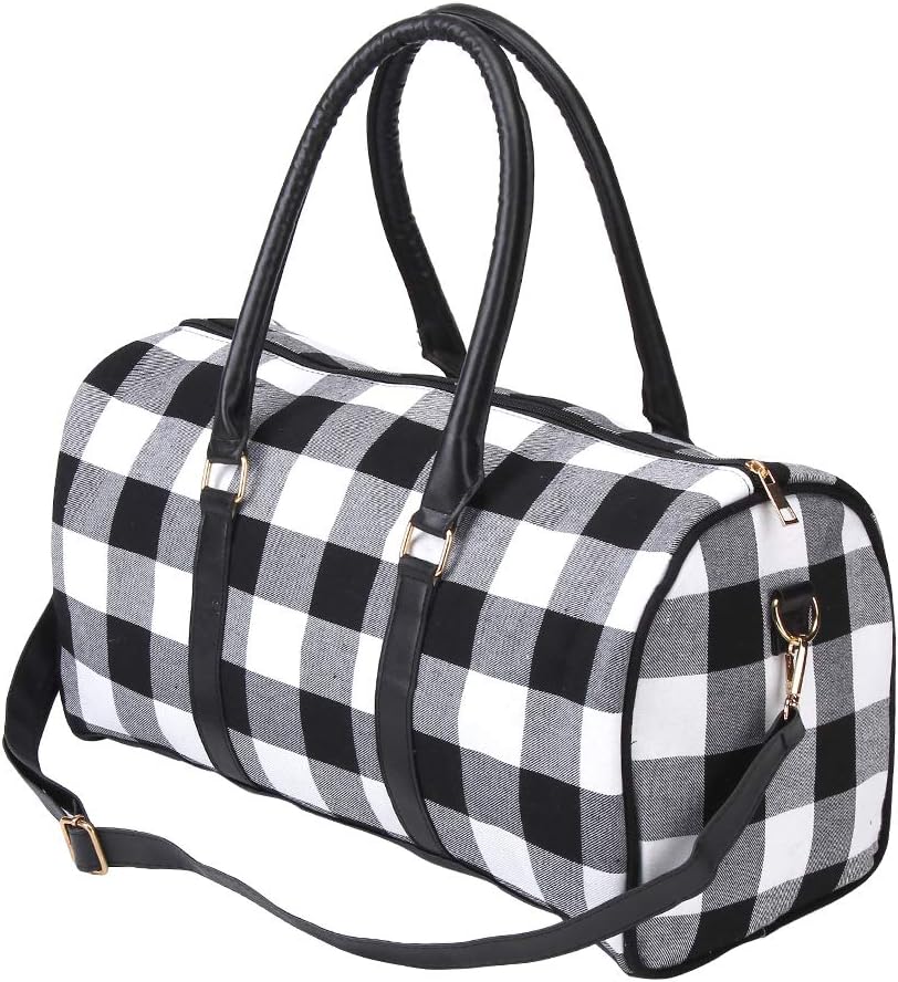 buffalo plaid duffle bag