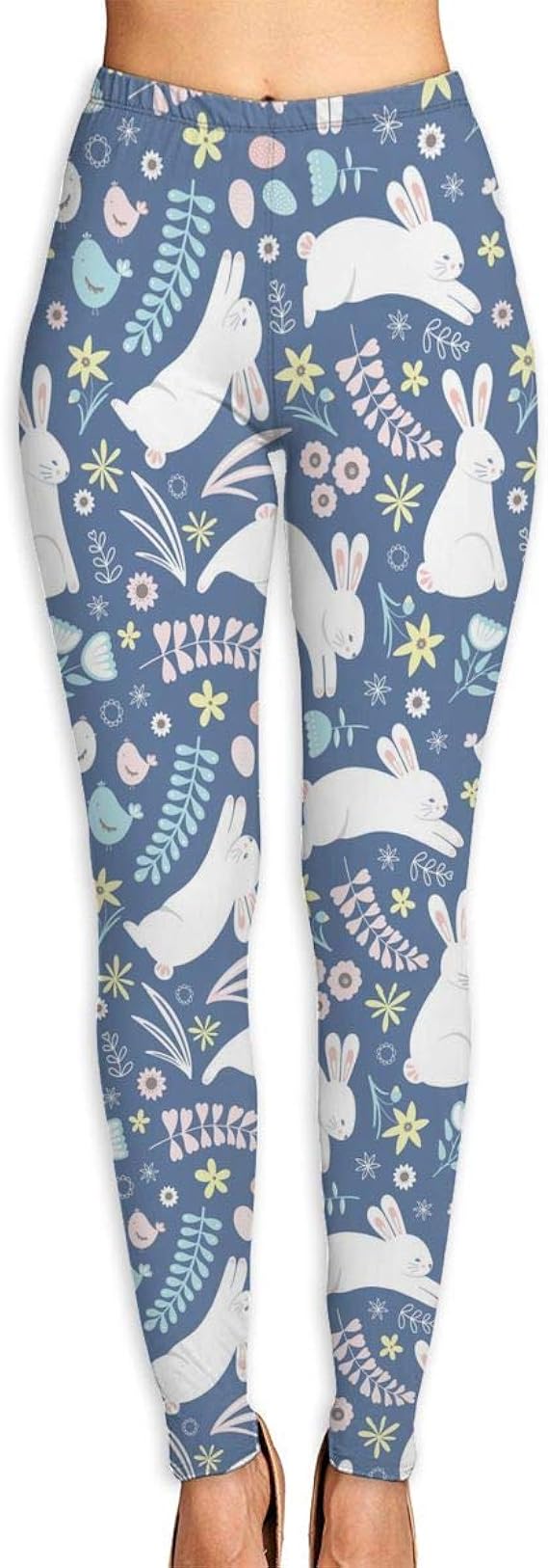Amazon カスタムイースターかわいいバニーフローラル女性タイトなズボンストレッチカプリレギンススキニーパンツ用ヨガランニングピラティスジム レディース 通販