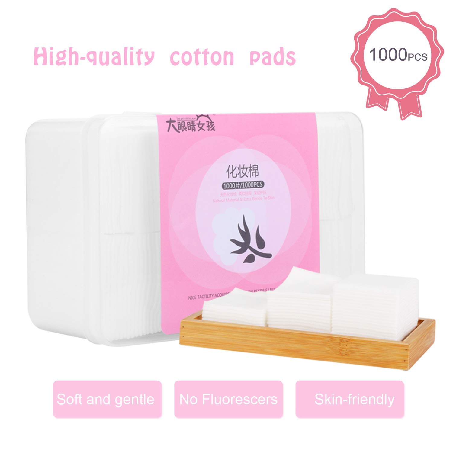 GothicBride Cotton Pads Makeup Remover Pads 1000PCS Natural Premium Non-woven Square Cosmetic Cotton Pads Makeup Facial Soft Cut Cotton