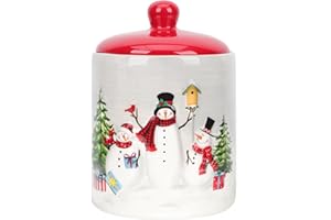 Unomor Christmas Ceramic Cookie Jar with Lid Sealed Storage Tank for Candy Snacks and Dry Things Holiday Containers 7 Inch
