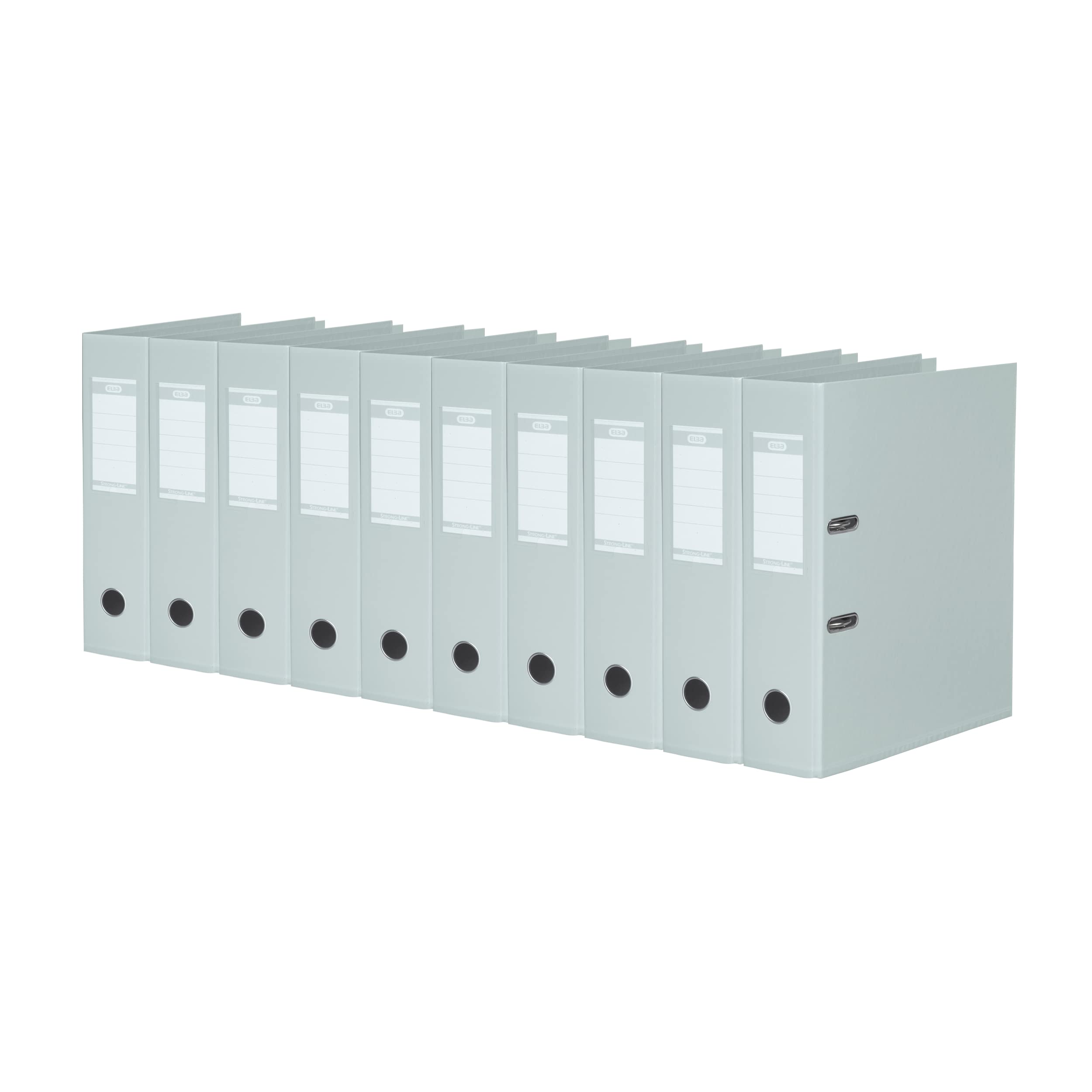 Elba 10 x A4 Strong Line 8cm Wide Grey Plastic Folders — image 1