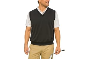 Akwa Men's V-Neck Golf Vest Lightweight Waterproof Pullover Sweater Wind-Resistant Layer Made in USA Performance Outerwear