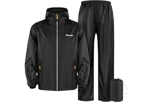 SOPPY Waterproof Rainsuit, Jacket Pants Suits for Men Women, Hooded Rain Jacket Waterproof Rain Coat with Trousers