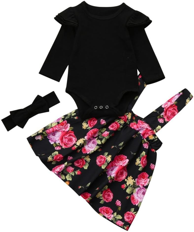 Wakeu Newborn Baby Girls Clothes Set Romper Floral Tutu Princess Dress Headband