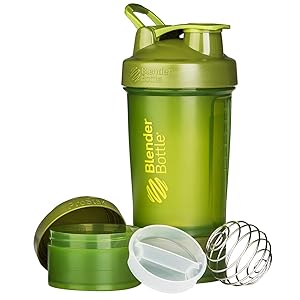 BlenderBottle ProStak System with 22-Ounce Bottle and Twist n' Lock Storage, Moss Green