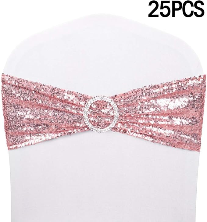 Desirable Life Pack of 25 Chair Sashes Sequin Stretchy