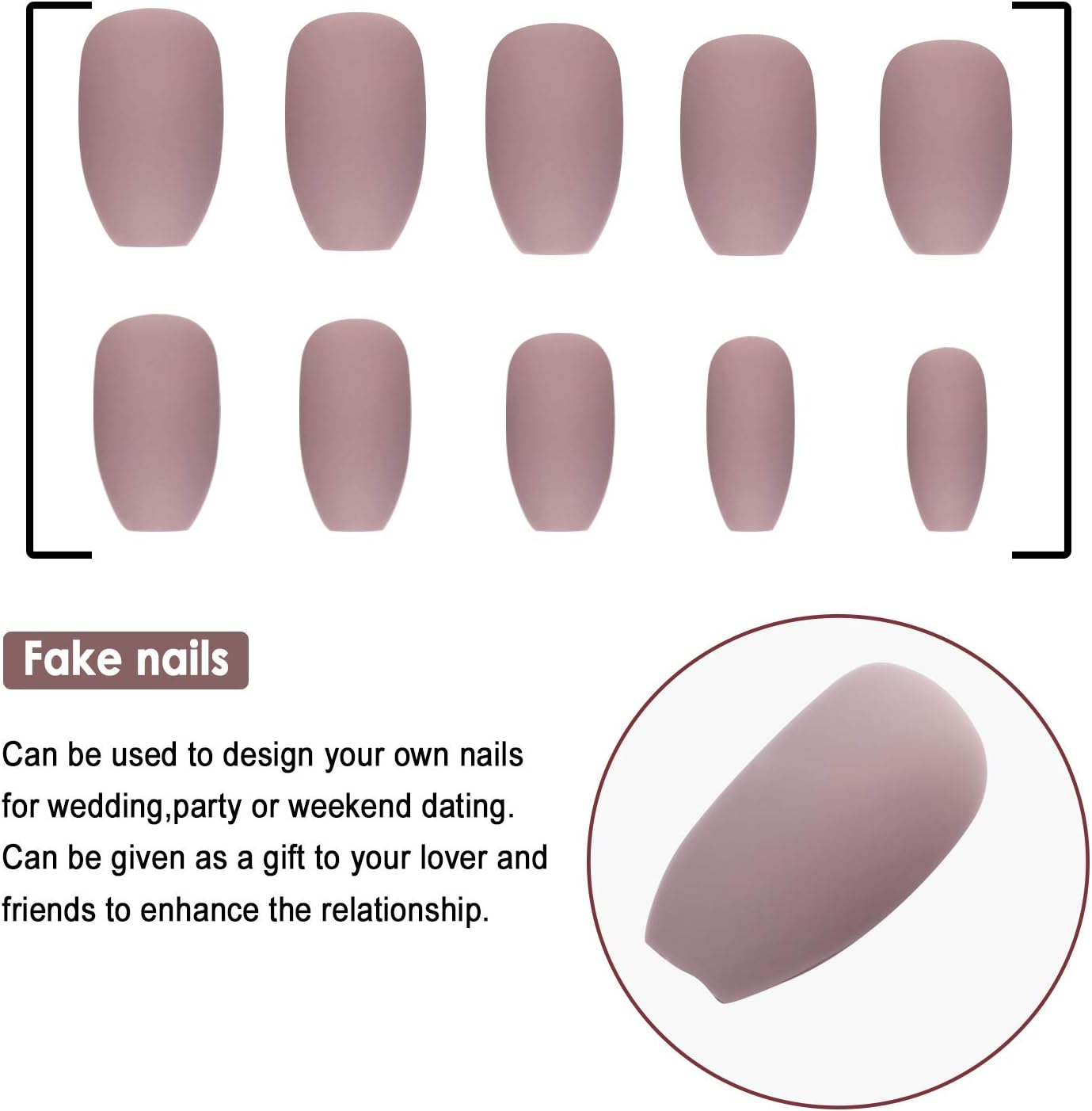 72 Pieces Nude Pink Matte False Nails Full Cover Coffin Fake Nails Tips with Nail Glue, Nail Files - Image 4