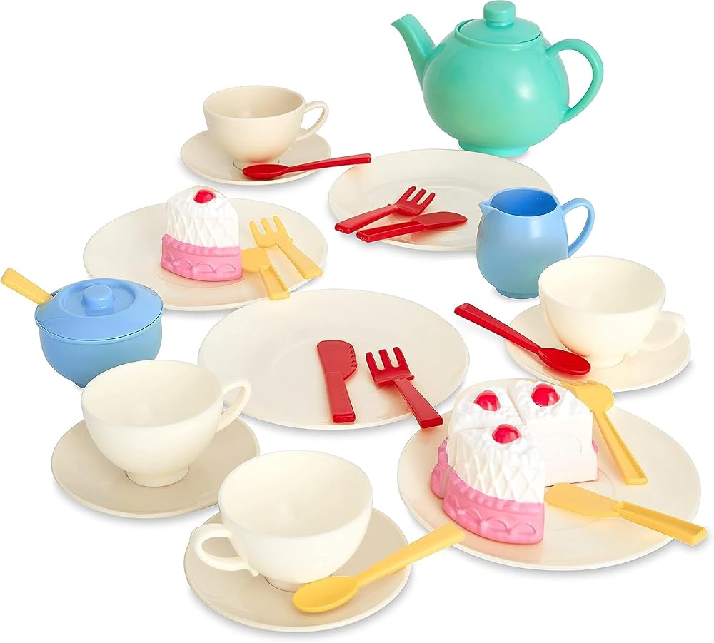 Casdon 33-Piece Tea Set Colourful Playset for Preschool 3+ New Colourway