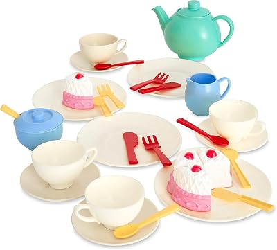 Casdon 33-Piece Tea Set Colourful Playset for Preschool 3+ New Colourway