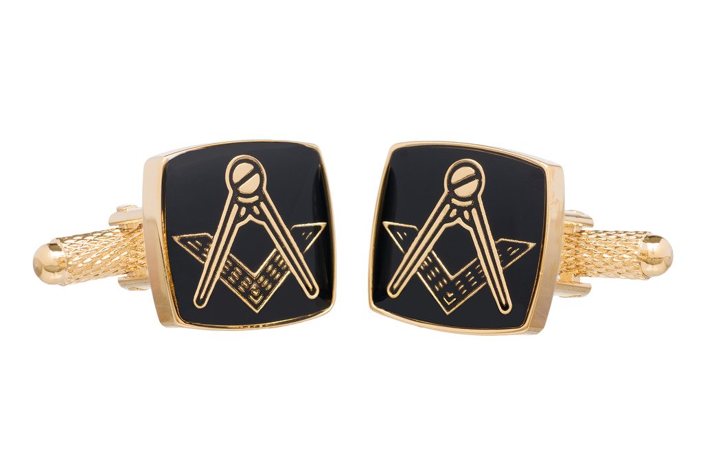 Freemasonry Masonic Black Square and Compass Cufflinks presented In Onyx Art Box