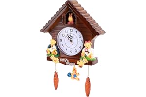Natudeco Cuckoo Clock with Cuckoo Bird Cuckoo Wall Clock Modern Creative Pendulum Wall Clocks Simple Wooden Hanging Clock with Bird Voices or Cuckoo Call Decoration for Home Living Room