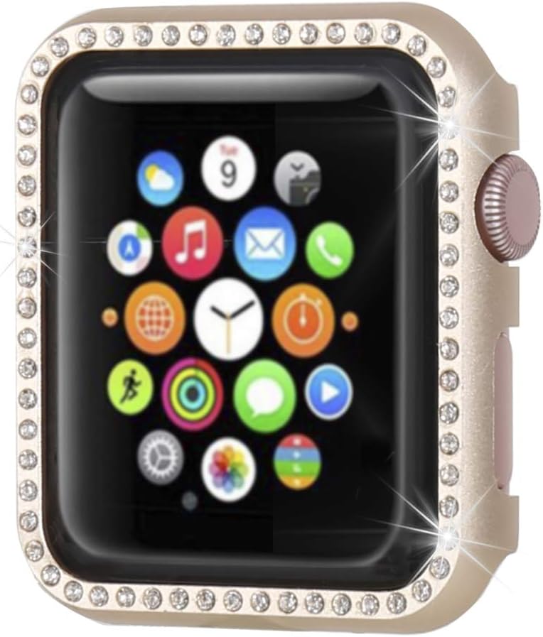 Henstar Compatible with Apple Watch Case 44mm,iWatch Face Bling Crystal Diamonds Plate Cover Protective Frame Compatible with Apple Watch Series 6/5/4/SE 44mm(Gold-Diamond)