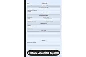 Pesticide Applicator Log Book: A Pest Control Inspection Report/Insect Control Application Record Book/ Pest Control Record K
