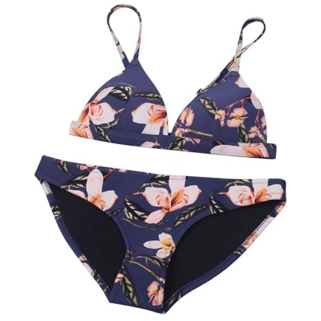 HONGYISWIN Damen Blumen Sommer Sport Neopren Gepolsterte Cups Bikini-Sets Beachwear Bademode Badeanzüge