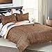 NTBAY 5 Pieces Reversible Fashionable and Simple Geometric Pattern Printed Microfiber Duvet Cover Set with Hidden Zipper, Soft & Breathable (Queen,Brown)
