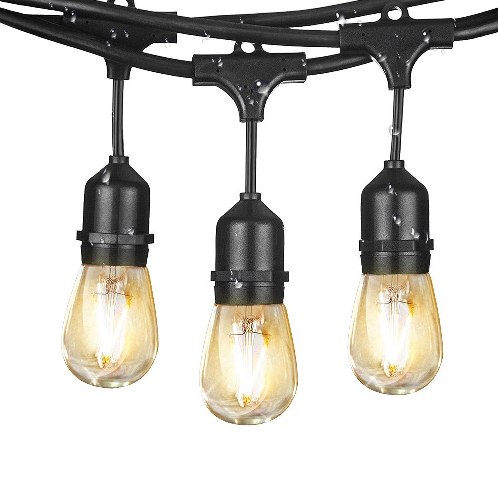 LEDERA Weatherproof LED String Lights, 48ft Indoor/Outdoor Lights, S14