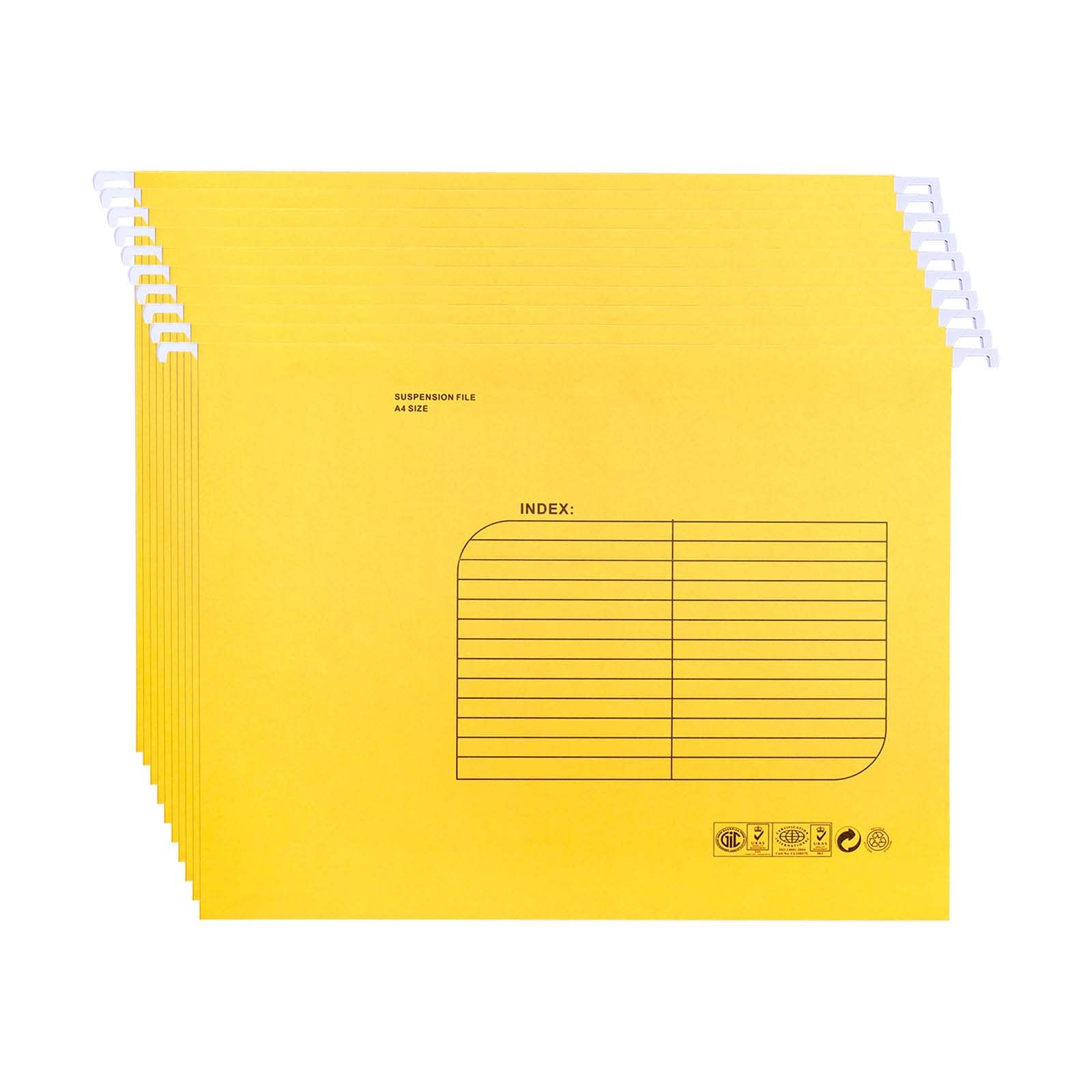 A4 Suspension Files,25PCS Hanging Filing Folders with Tab and Card Inserts,Filing Cabinet Folder for Office School Home File Organization(Yellow)
