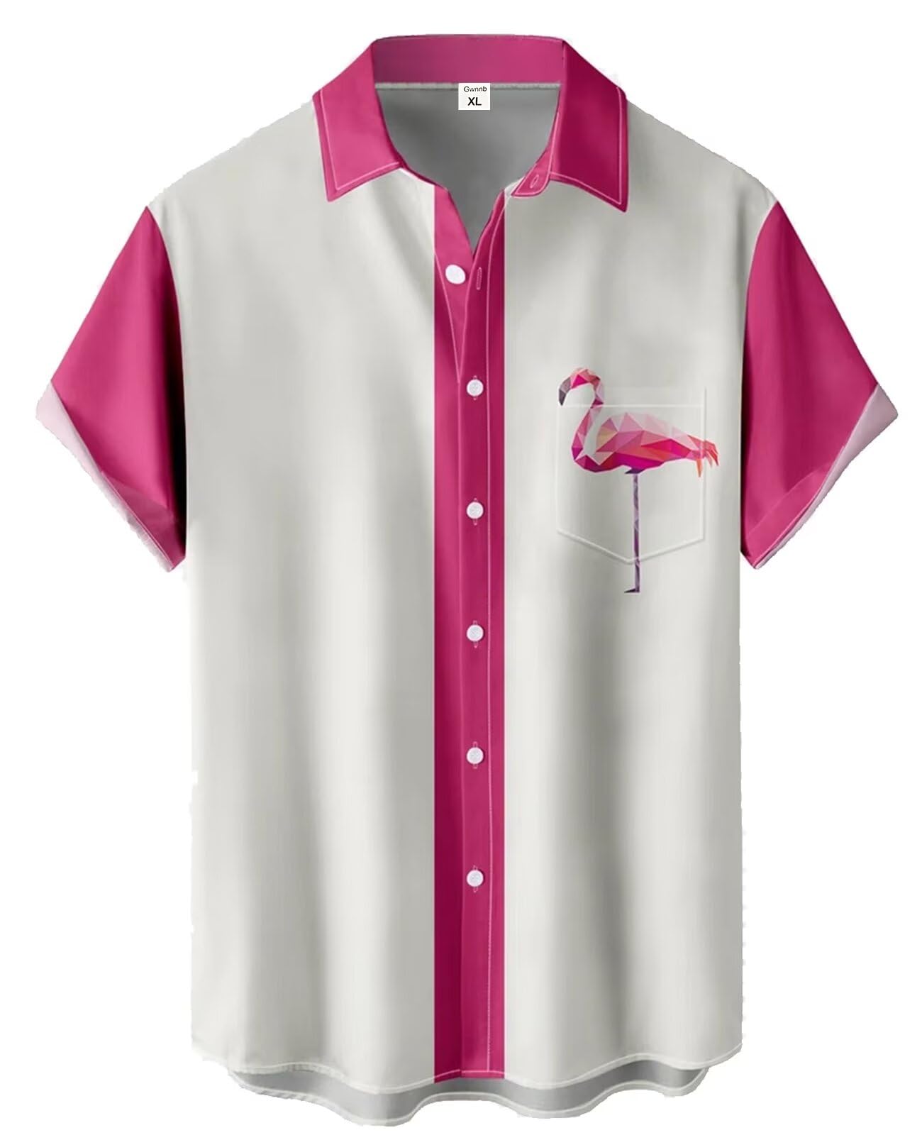 Gwnnb Bowling Shirts for Men Flamingo Graphic Print