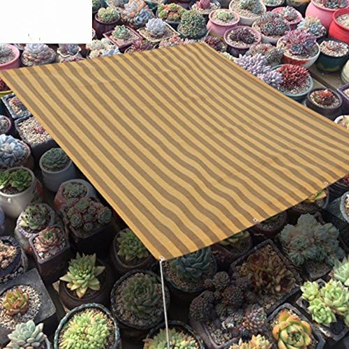 Frilivin Shade Sail 75% UV Block Mesh Net Plant Cover Outdoor Garden Canopy Awning Brown&amp;Coffee Strip (1x2m)