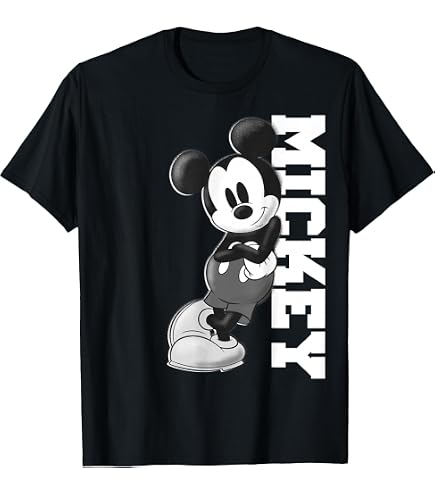 Amazon.com: Disney Mickey Mouse Leaning on Name White T-Shirt
