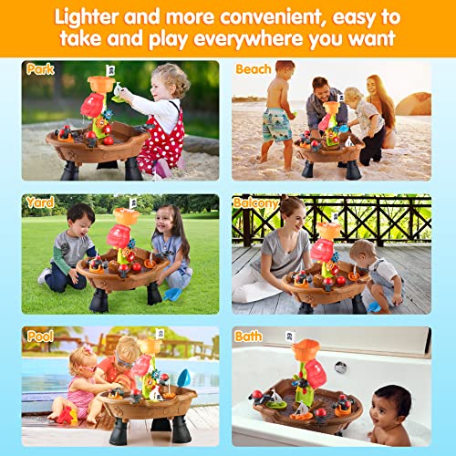 Sand Water Table,Pirate Ship Adventure Playset with Music,Sounds and