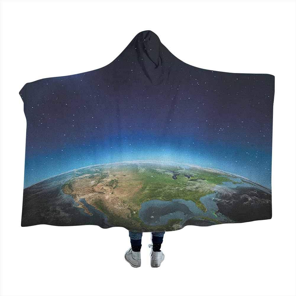Earth Hooded Blanket Thicked North America Continent on Globe Earth