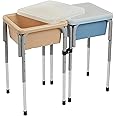 ECR4Kids 2-Station Sand and Water Adjustable Play Table, Sensory Bins, Sand/Powder Blue