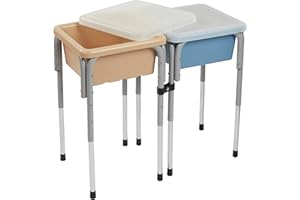 ECR4Kids 2-Station Sand and Water Adjustable Play Table, Sensory Bins, Sand/Powder Blue