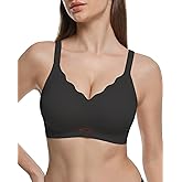 Vinfact Scalloped Womens Wireless No Underwire Bras Push Up Supportive Tshirt Seamless Comfortable Full Coverage Bralettes