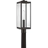 Quoizel Westover Outdoor Post Lantern, 21.25 Inch 1-Light Western Bronze Modern Lamp Post, Clear Beveled Glass, Outside Pole 