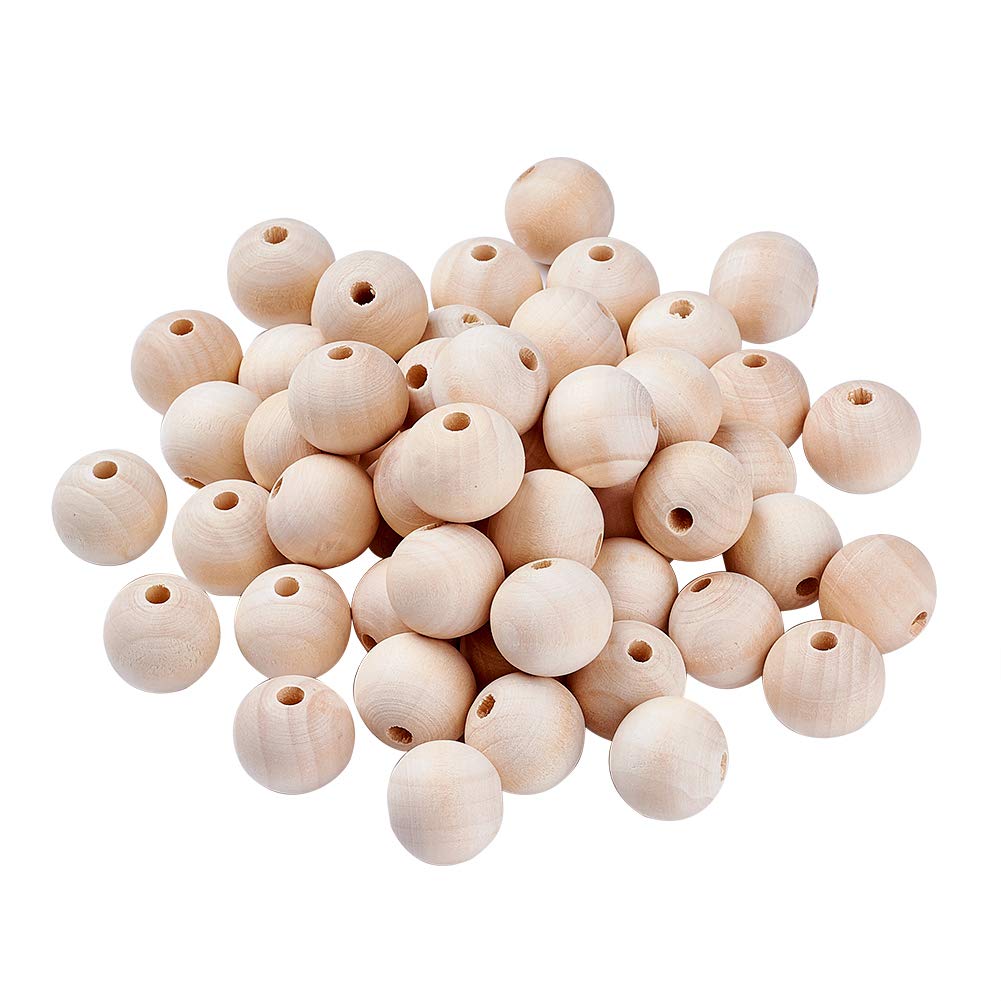 Beadthoven 100pcs Wooden Beads 20mm Natural Unfinished Round Ball Wood Bead Large Hole Wood Loose Beads Spacer for DIY Crafts Handmade Decor Jewellery Making, Hole: 4-5mm