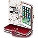 iPhone 7 Plus Case - Terrapin iPhone 7 Plus Wallet - Beautiful Floral Women's Case Folio Flip - Card Slots - Money Pocket - Wristlet - Red with Cute Floral Interior