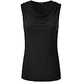EIMIN Women's Cowl Neck Ruched Draped Sleeveless Stretchy Blouse Tank Top (S-3X)
