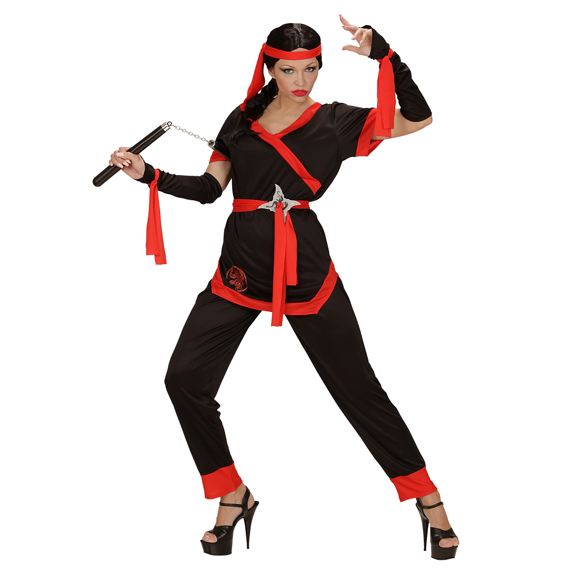 Widmann 05863 Adult Ninja Girl?s Costume ? Jacket, Trousers, Belt, Arm Warmers and Headband