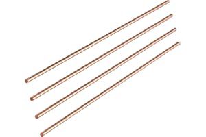KWOKWEI 4PCS Pure Copper Round Rod, 1/8"(3mm) Dia Solid Bar, 10"(250mm) Length Bare Metal Rod, Lathe Bar Stock for Metal Crafts