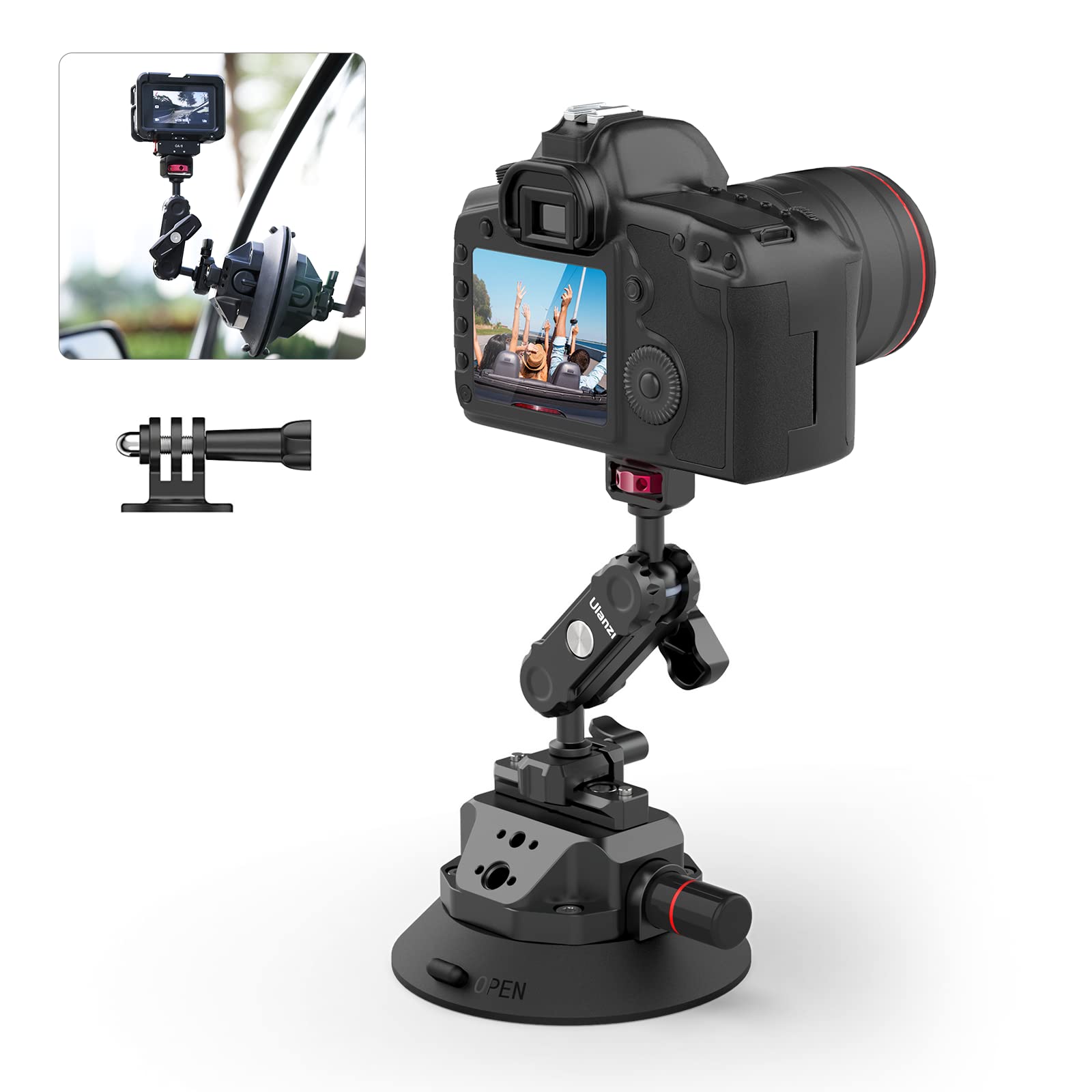 Photo 1 of Ulanzi SC-02 Heavy-Duty Suction Cup Mount for Camera/Accessory (4.5"), Pump-actived Vacuum Camera Suction Cup Mount for Action Cameras w Quick Release NATO Magic Arm Car Boat Windshield Window Mount
