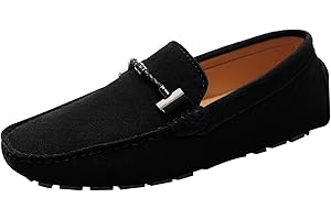 ANUFER Mens Elegant Buckle Loafers Comfort Suede Driving Shoes Stylish Moccasin Slippers