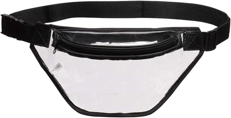 Clear Fanny Pack, AirBuyW Adjustable Waist 2 Zipper Clear PVC NFL Stadium Approved Cute Travel Running Concert Fanny Pack Bag