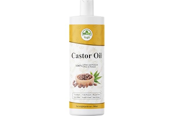 Yogti [Canadian Brand] 100% Pure and Natural Castor Oil - 500ml for Hair, Eyelashes, Eyebrows, Face, Nails, Cold pressed, Hex