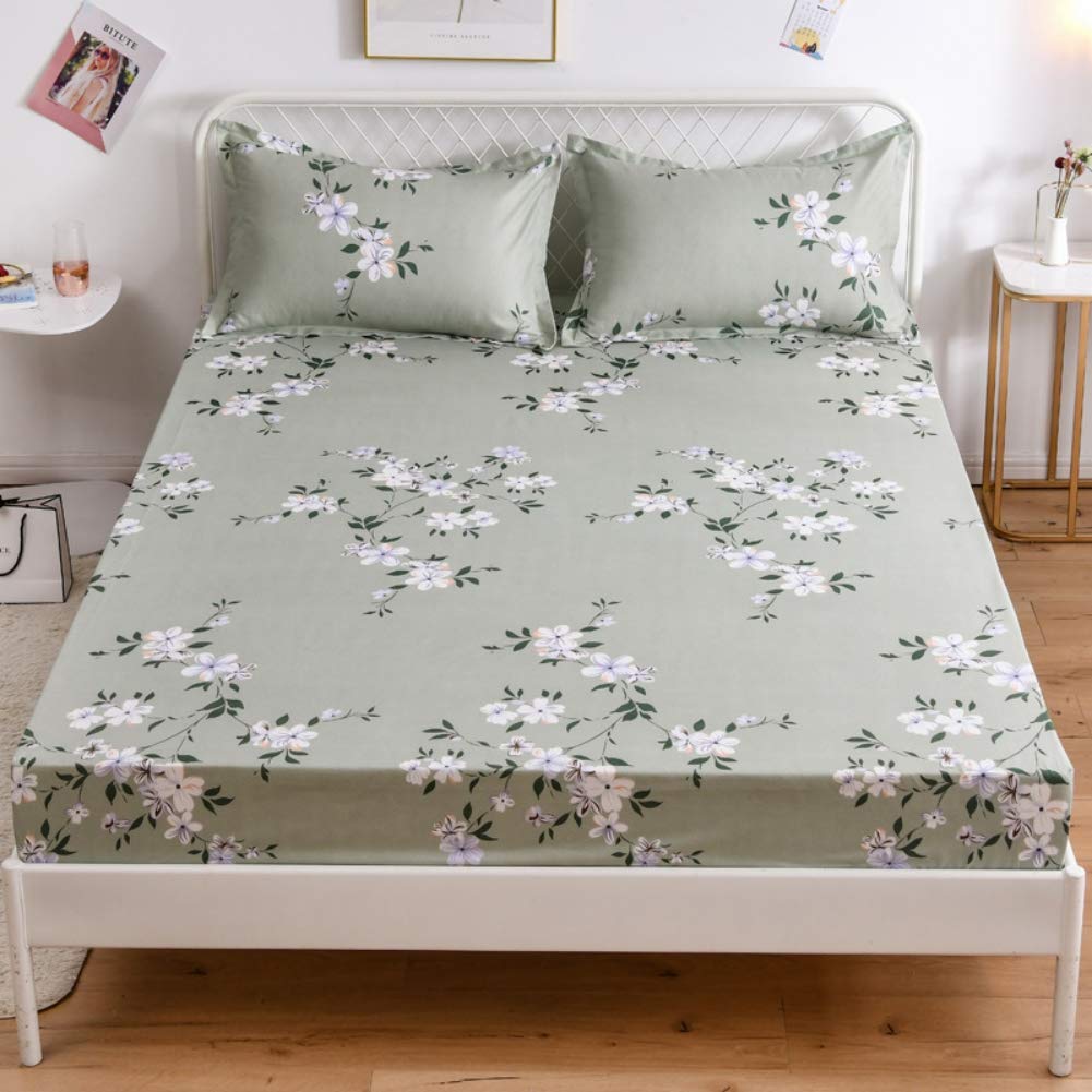 Floral Bedding Set Single Size Girls Blossom Flowers Pattern Bed Sheet Set For Women Teens Bedroom Decorative Garden Botanical Branches Pattern Fitted Sheet With 1 Pillow Case Soft Bed Cover