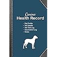 Canine health record: Dog vaccine record book | Pet health record | Puppy vaccine record | 101 pages, 6"x9" | Paperback | blue background ... black leather black silhouette of white dog