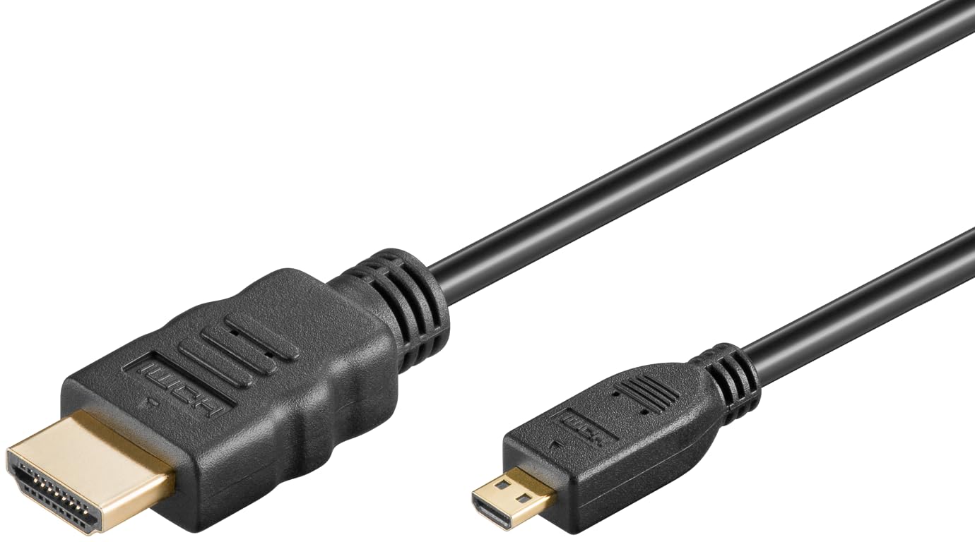 Goobay Micro HDMI to HDMI 2.1 Cable Ultra High Speed HDMI Cable 8K @ 60 Hz, 4K @ 120 Hz at 48 Gbits/Dolby Atmos/HDR eARC/GoPro, Canon, Sony, Raspberry Pi 4 and Pi 5/1 m / 74432