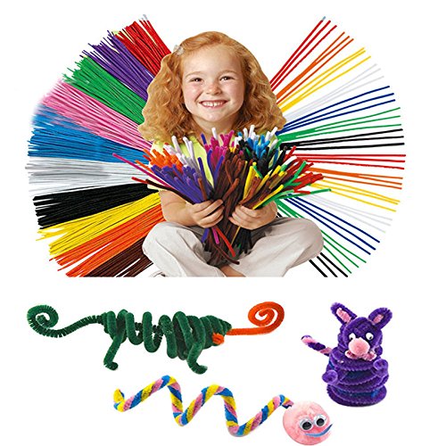 WXLAA 100pcs DIY Chenille Stems Pipe Twist Rods Cleaners Kids DIT Craft Toys Grey - Thumbnail 3