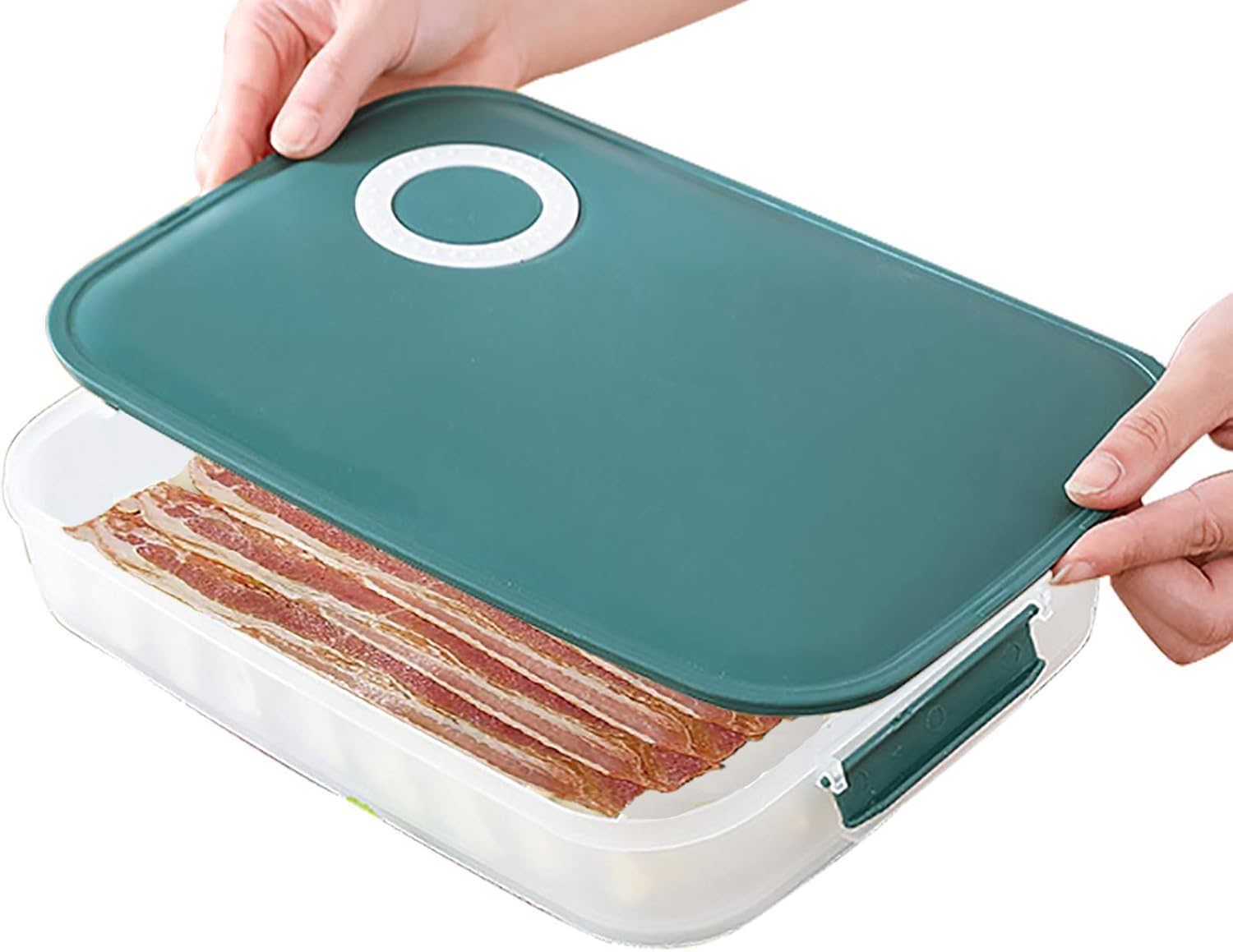 Plastic Bacon keeper with Lids Airtight, Bacon Deli Thinly Cut Meat Cold Cuts Cheese Saver Food Storage Containers for Refrigerators, Freezer, Lunch Box Meal Prep Container
