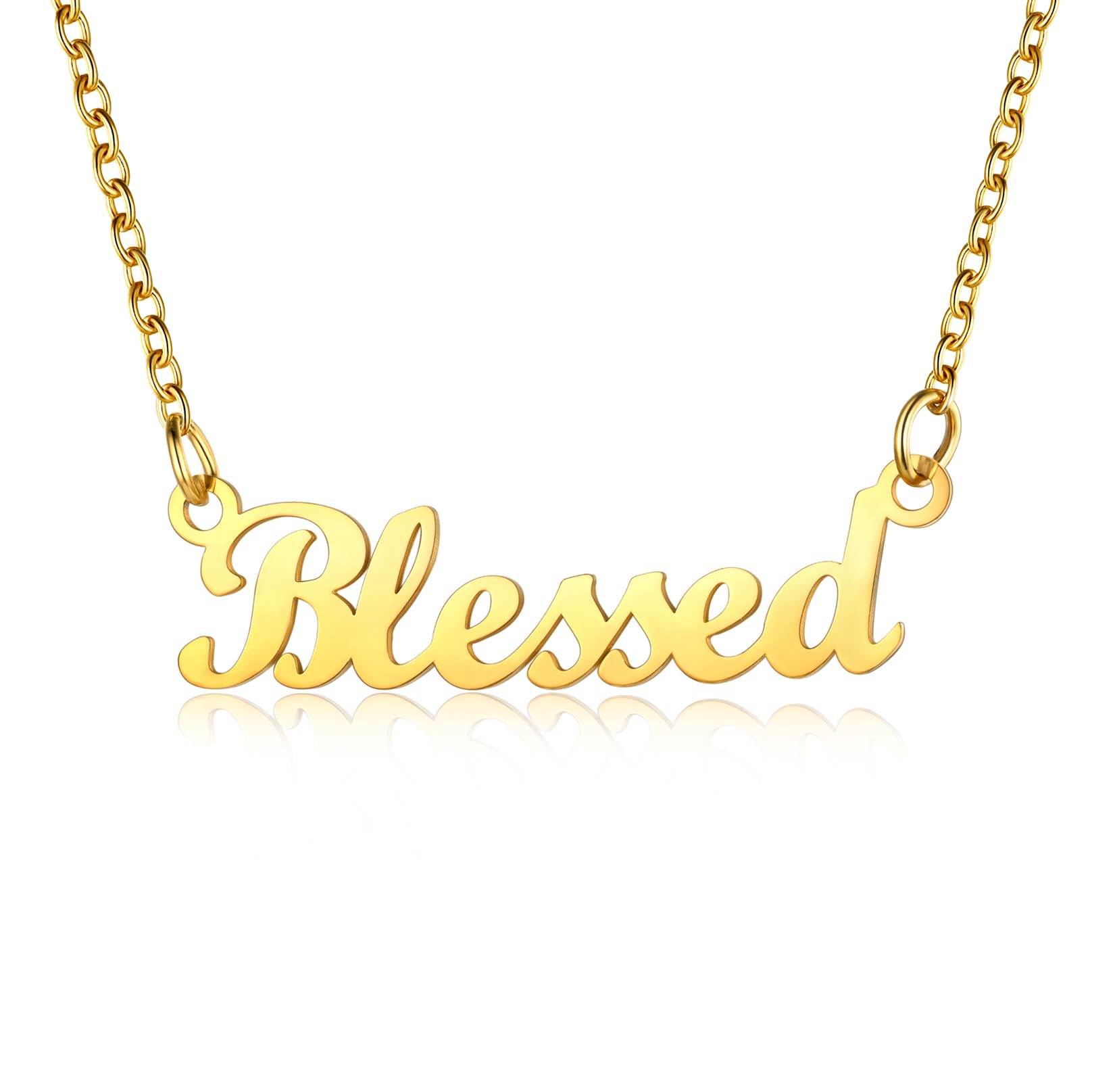 U7 Men Women Choker Name Blessed Gold Plated Necklace Jewellery — image 1